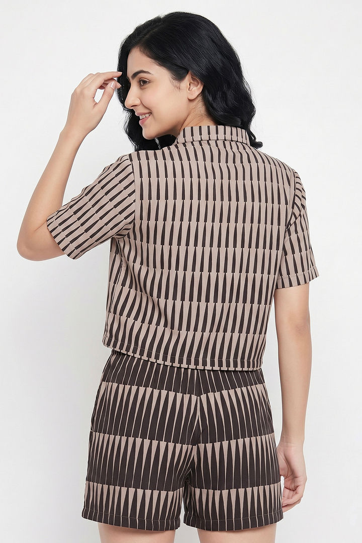 Zivame Woven Loungewear Short Set - Wood Ash — image 2
